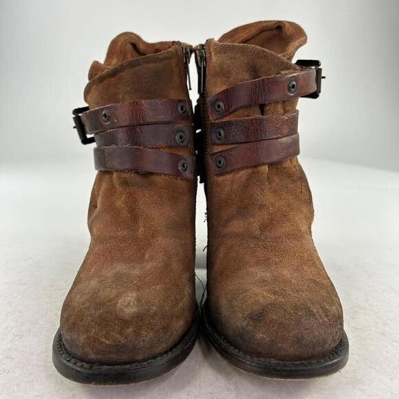 FREEBIRD BY STEVEN Blaze Womens Bootie US 7 Brown Suede Strappy Rugged Boho Boot - Picture 2 of 10